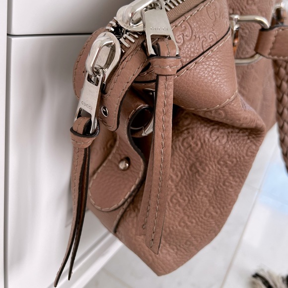 GUCCI Antique Rose Guccissima Leather Bamboo Bar Medium Tote Bag - Picture 2 of 15